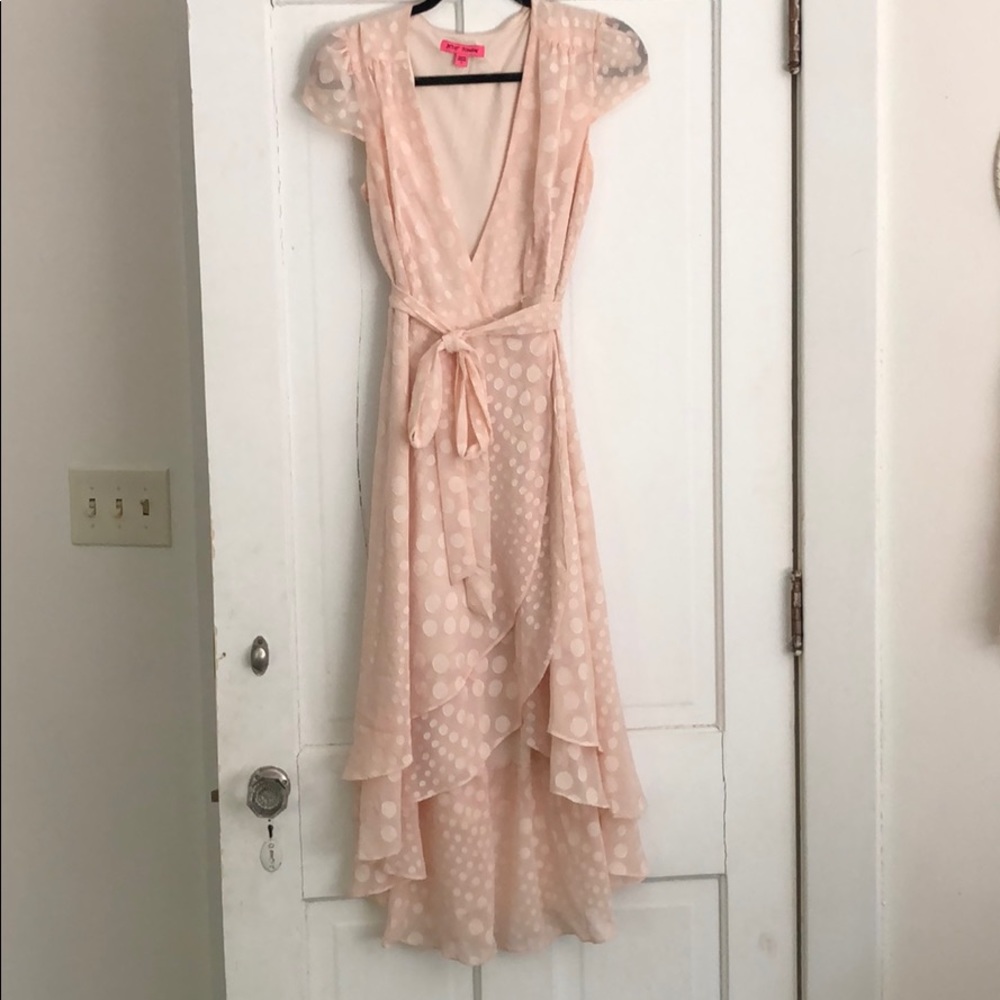Pink Polka Dot Wrap Dress